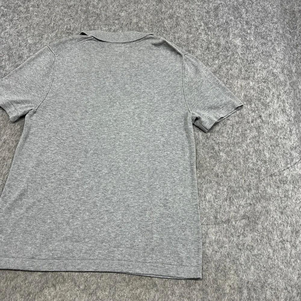 Banana Republic Polo Shirt Mens S Gray V Neck Casual Knit Soft Preppy Modern